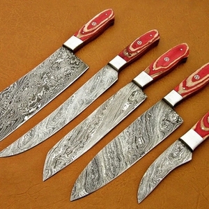 Custom Hand Forged Japanese Style Damascus Steel Chef <b>Knife</b> <b>Set</b> Pakka Wood Eco-Friendly <b>Sharp</b> Blade Daily Kitchen Use Fruit - Product Image 4