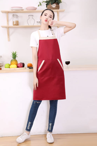 Wholesale Restaurant Hotel Customize Logo Cotton Chef Cafe Satff <b>Apron</b> Blue <b>White</b> Stripe Kitchen <b>Apron</b> With Two Pocket - Product Image 5