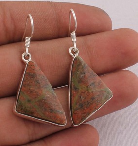 Handmade Jasper <b>Earrings</b> 925 <b>Sterling</b> <b>Silver</b> Vintage Bohemian Style Natural Stone <b>Dangle</b> <b>Earrings</b> 2026 Trending Unique Pattern - Product Image 1
