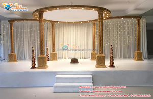 มหาราชางานแต่งงานทำจากไม้ Mandap ตกแต่ง Grand Dhanush ทำจากไม้ Mandap สำหรับงานแต่งงานของชาวอินเดียทำจากไม้ล้วน Mandap - Product Image 3