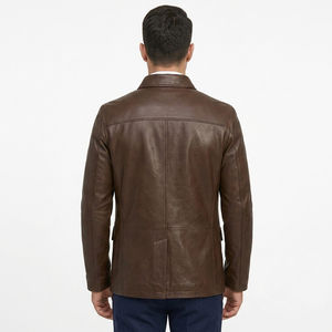 wholesale mens PU <b>leather</b> <b>blazer</b> <b>jacket</b> Custom Men's Genuine <b>Leather</b> <b>Blazer</b> High Quality Men's <b>Leather</b> Sport Coat - Product Image 2