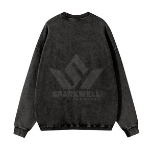 T-shirt décontracté en jersey tricoté à col rond pour homme, coupe oversize, en coton lavé, couleur unie, design épuré - Product Image 3