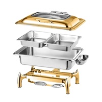 Plat à réchaud de luxe en acier inoxydable poli miroir, antiadhésif, compatible four, diamètre 33 cm, avec couvercle en acier inoxydable, chauffe-plats de buffet à gaz