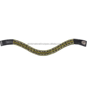 Diamantes de imitación de cristales multicolores personalizados, forma de onda profunda decorativa, banda de ceja de caballo de cuero genuino en tamaños de mazorca completos - Product Image 4