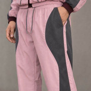Men's <b>Pink</b> Gray Color Blocking Racer <b>Jacket</b> With Zipper Closure Sporty Loose Fit Stand Collar Breathable Spring Outerwear - Product Image 5