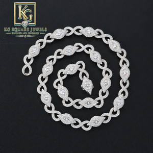 สร้อยคอโมอิสซาไนต์แบบ Cuban Link Infinity Clover ชุบทองบนเงินแท้ ชุบโรเดียม เหมาะสำหรับงานปาร์ตี้และงานแต่งงาน เป็นของขวัญ - Product Image 4