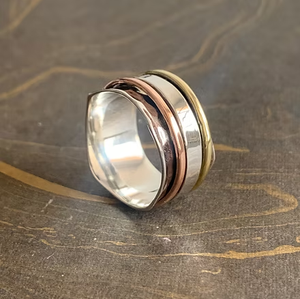 Three Tone <b>Spinner</b> <b>Ring</b> 12.5 Grams Made In 925 Silver silver Anti Tarnish Everyday Wear - Product Image 3