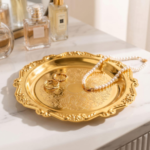 J M INTERNATIONAL JM-KHA955 Bandeja Moderna en Forma de Corazón de Metal Dorado con Borde de Cuentas, Elegante Plato para Joyas para Decoración del Hogar - Product Image 5