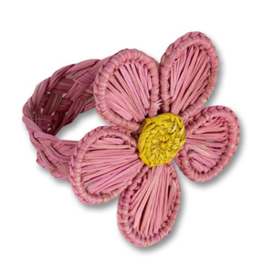 Anneaux de serviette en raphia artificiel, jolis anneaux de serviette en paille faits à la main en forme de fleur pour la décoration de mariage, de banquet ou de fête d'anniversaire - Product Image 2