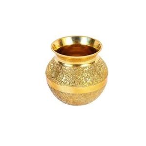 Recipiente de Agua Bendita Tradicional Hecho a Mano de Latón Dorado Antiguo, Impermeable, para Ceremonias de Pooja Kalash, Regalo, Uso en Exteriores - Product Image 3