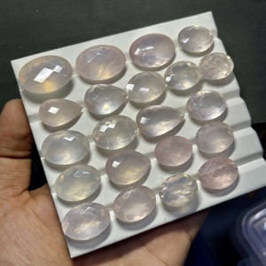 พลอยโรสควอตซ์ทรงรีธรรมชาติ ขัดเงาสีรุ้ง สำหรับทำเครื่องประดับ - Product Image 4