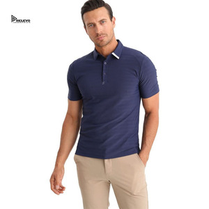 Camiseta Polo RELEVO para Hombre, Azul Marino, Corte Ajustado, Manga Corta, con Ribete en Contraste, Diseño de Color Sólido - Product Image 1