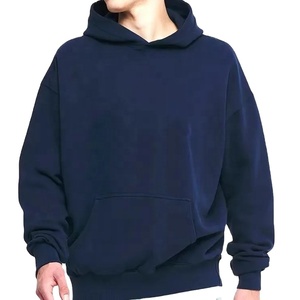 High Quality No <b>String</b> Heavyweight Cotton Pullover Hoodie Customized Plain <b>Black</b> Cut Sew Clush Industries Men's Winter Quick Dry - Product Image 2