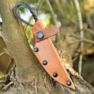 Handmade Carbon Steel Medieval Knife Knife – Full Tang Viking Chef Knife with Leather Sheath - Product Image 3