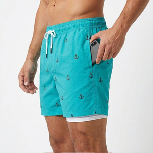 Pantalones Cortos Deportivos Casuales 2 en 1 para Hombre, de Secado Rápido, 100% Algodón, Anti-UV, con Estampado de Ancla Negra, Traje de Baño Confiable de Alibaba - Product Image 2