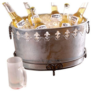 Bac à boissons en métal galvanisé au design exceptionnel avec poignées, seau à glace ovale, parfait pour les fêtes à domicile, refroidisseur de bière et de cocktails, en promotion - Product Image 5