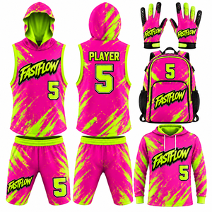 New Trending Custom <b>Blank</b> Package Deal Quarterback Training <b>Flag</b> 7v7 Football Jerseys Digital Print Compression Set Plus Size - Product Image 3