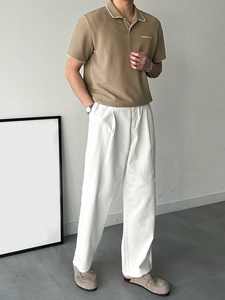 Polo pour homme avec broderie de lettres et design de col contrasté, été - Product Image 5