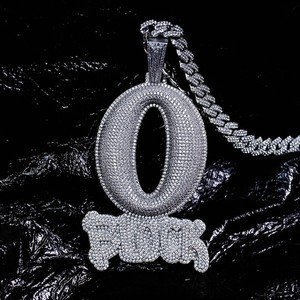 Colgante de Moissanita Número 0 Personalizado, Plata de Ley 925, Letra Burbuja con Incrustaciones de Diamantes, Joyería Hip Hop Unisex para Uso Diario - Product Image 4