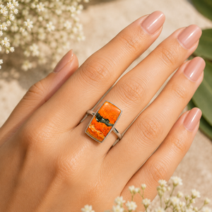 Natural Yellow <b>Bee</b> Jasper Ring 925 Sterling Silver Handmade Rectangle Cabochon Gemstone Ring for Women Fine Jewelry <b>Gift</b> - Product Image 2