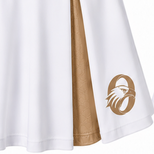 Ensemble d'uniforme de cheerleading sublimé blanc et marron sans manches, haut et jupe pour équipe sportive, tenue de sport pour entraînement, performance et compétition - Product Image 4