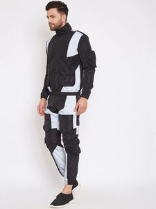 Survêtement en nylon personnalisé pour homme, ensemble de sport léger 2 pièces avec sweat à capuche et pantalon de jogging, coupe-vent, color block, personnalisable - Product Image 4
