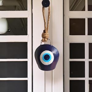 Décoration murale traditionnelle en résine bleue anti-mal, forme ronde, faite à la main, style rustique, pour intérieur - Product Image 3