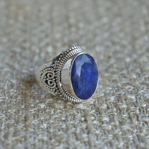 Blue Sapphire <b>Ring</b> <b>925</b> Sterling <b>Silver</b> Natural Gemstone Handmade <b>Ring</b> For Her - Product Image 4