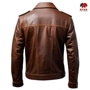 แจ็คเก็ตหนังแท้แบบสั่งทำพิเศษสำหรับผู้ชาย ยี่ห้อ Ryan Pro Gear เนื้อผ้านุ่มสบาย ระบายอากาศได้ดี พร้อมโลโก้สั่งทำ เป็นมิตรต่อสิ่งแวดล้อม - Product Image 2