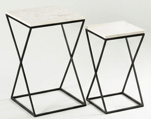 Modern Minimalist Iron Frame Nesting <b>Tables</b> Set with White Marble Top Luxury Living Room Accent <b>Coffee</b> Side <b>Tables</b> - Product Image 3