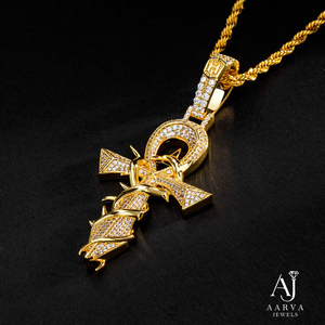 Rose Gold Plated Sterling <b>Silver</b> Ankh <b>Cross</b> Pendant <b>Necklace</b> Moissanite Charm Hip Hop Unisex Party Gift Jewelry - Product Image 5