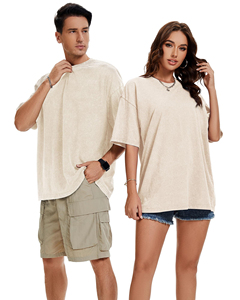 เสื้อยืดโอเวอร์ไซส์ทรงหลวม คอวี แขนสั้น ผ้า 280 แกรม ซักย้อมสีแบบแอซิดวอช สีพื้น สไตล์วินเทจ สำหรับผู้ชายและผู้หญิง - Product Image 6