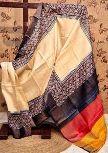 Sari de Seda Tussar Premium para Mujer |   Ropa Étnica Tradicional |   Sari de Diseño Ligero y Suave para Fiestas, Bodas y Festivales - Product Image 4