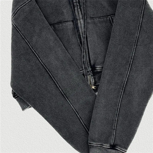 Haut court à capuche personnalisé pour femme, 100 % coton, décontracté, oversize, écologique, respirant, avec fermeture éclair, couleur unie, manches longues - Product Image 4
