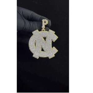 Colgante Personalizado de Plata 925 con Moissanita y Letra Religiosa, Chapado en Oro, Corte Brillante Redondo, Amuleto Hip Hop para Fiesta, Unisex - Product Image 4