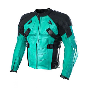Veste en cuir pour motard homme, col classique, veste moto homme en noir, veste en cuir matelassé noir pour homme avec finition élégante - Product Image 1