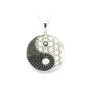 925 Silver Flower Of Life + Yin Yang Pendant Necklace Mix And Match Nice Necklaces For Ladies