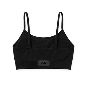 Ensemble de leggings et soutien-gorge de sport pour femmes, qualité supérieure, noir uni, tricoté en spandex/polyester, extensible, respirant, séchage rapide, coupe ajustée - Product Image 5