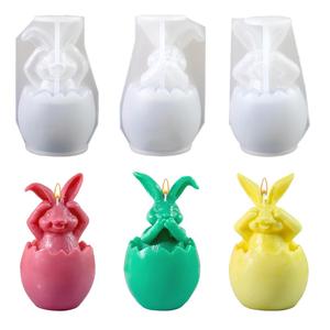 Aromatherapy Candle Easter Don't Listen, Don't Say, Don't Look At Rabbit <b>Egg</b> Candle Silicone <b>Mold</b> - Product Image 5