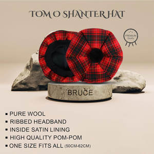 Sombrero Escocés Tam o' Shanter Hecho a Mano con Pompón de Lana y Acrílico, Personalizado con el Escudo del Clan, Venta al Por Mayor - Product Image 3