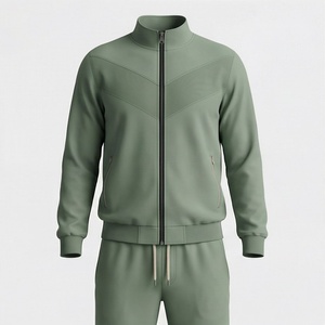 Men's Solid Color <b>Track</b> <b>Jacket</b> With Zipper Stand Collar Full Sleeve Casual Breathable Autumn Wear Regular Fit Midweight - Product Image 1