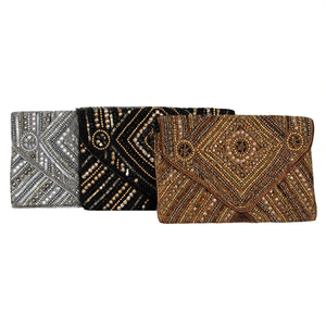 Handcrafted Indian Luxury Casual Daily Fashion Accessory Colorful Glass <b>Beaded</b> Baguette Handle Bag Durable <b>Crystal</b> Art Accessory - Product Image 2