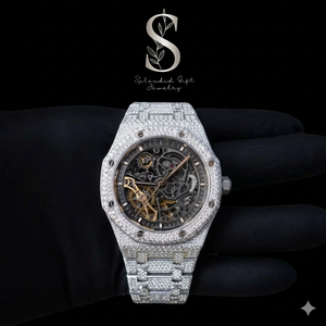 Montre squelette grise pour homme avec diamant Moissanite VVS1 et mouvement automatique suisse, style affaires, bijou de mode - Product Image 1