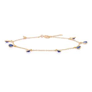 18K Yellow <b>Gold</b> Blue Sapphire Tennis Bracelet for Wedding Party Anniversary - Product Image 4
