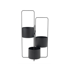 foldable metal plant <b>stand</b> with 3 <b>pots</b> indoor outdoor freestanding collapsible planter <b>stand</b> for balcony garden - Product Image 3