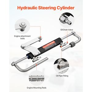 Kit Sistema di Sterzo Idraulico Fuoribordo per Imbarcazioni Marine da 90 CV con Volante da 13,5 Pollici e Pompa Timone per Scafo in Alluminio - Product Image 4