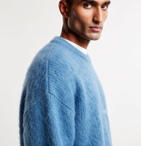 Suéter de punto de lana/cachemira para hombre, cuello redondo, holgado, manga larga, estilo urbano de invierno, antipilling frontal, transpirable - Product Image 6