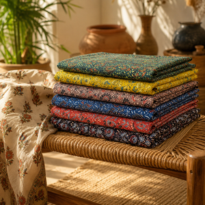 Jaipur Moda Anaya I Multicolor Ajrakh Cotton <b>Fabric</b> with Traditional Botanical Motifs for Garments Crafts and Decor - Product Image 3