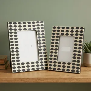 Handcrafted Agate Quartz Marble <b>Black</b> White Pattern <b>Photo</b> <b>Frame</b> Natural Stone Tabletop Decorative Picture Display Luxury - Product Image 3
