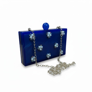 Square Beading Embellished Resin Clutch with Chain Strap and Magnetic Closure-Fashion Classic Design for Wedding Party - Product Image 4